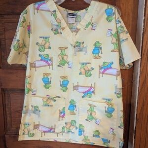 Vibrant Yellow and Green‎ Short Sleeve Tee with Cartoon Print
